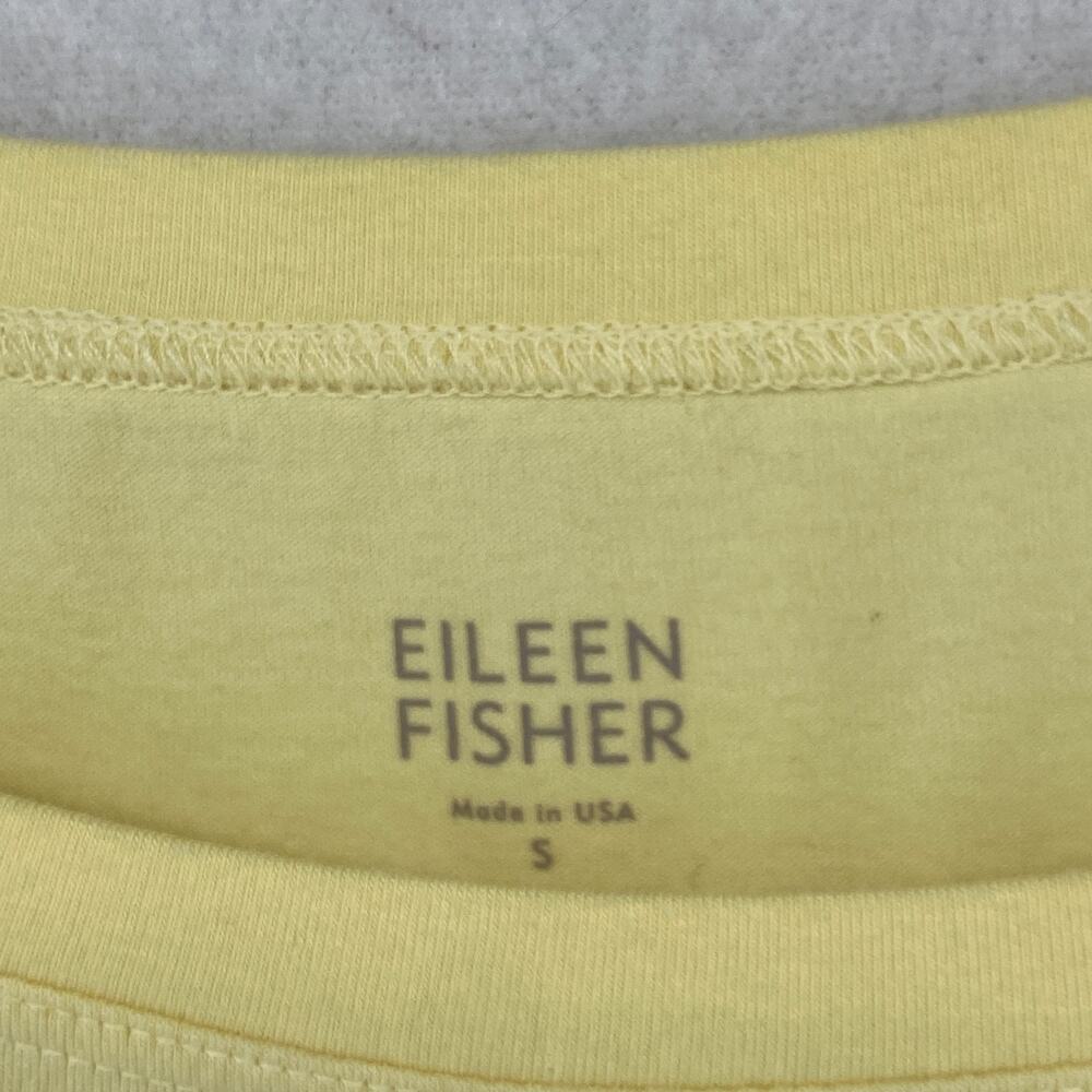 EILEEN FISHER Top S Stretch Organic Cotton Scoop Neck Cap Sleeve Yellow USA - Picture 5 of 13